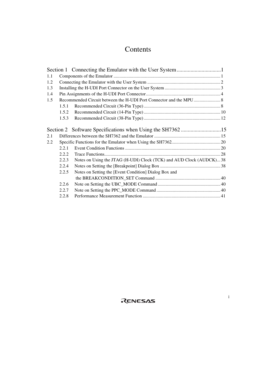 Renesas Emulator System SH7362 User Manual | Page 7 / 66