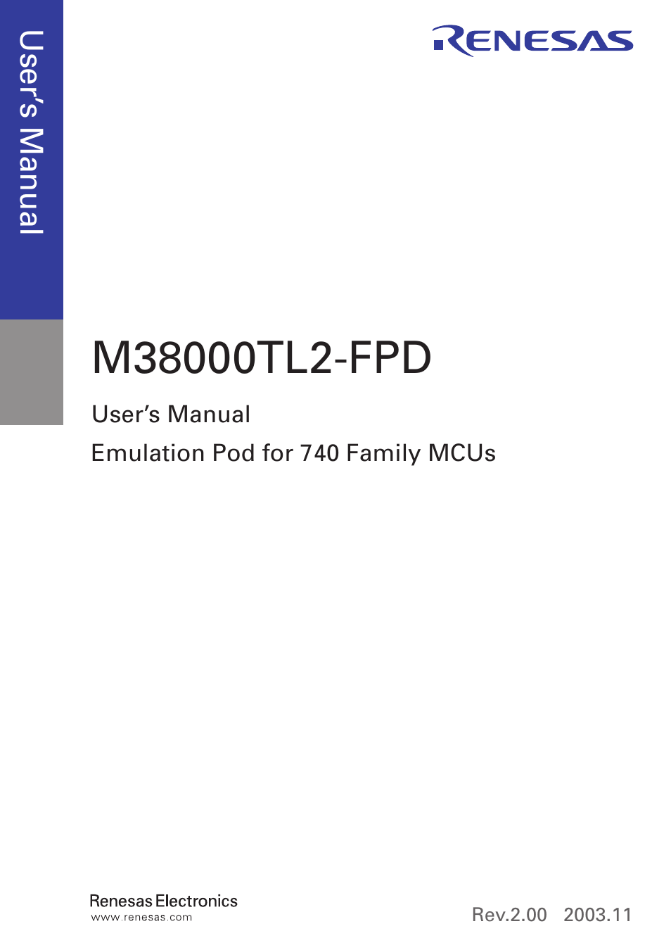 Renesas M38000TL2-FPD User Manual | Page 3 / 56