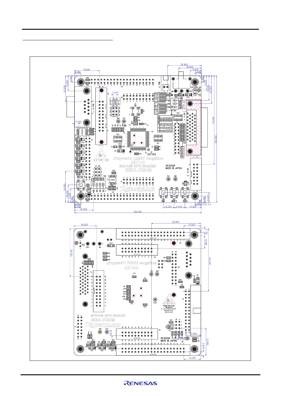 3 package dimensions of m3a-hs49 | Renesas SH7149 User Manual | Page 49 / 60