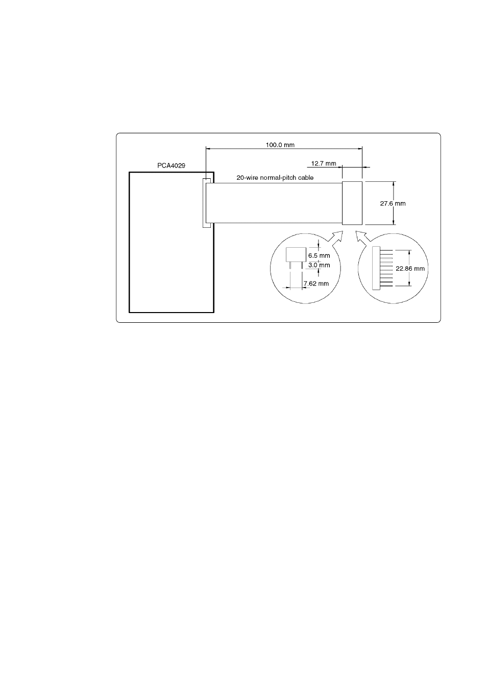 External dimensions of emulator probe, 1 20-pin pin header | Renesas MCU Board for PC4400 Emulator System M34282T5-OPT User Manual | Page 37 / 40
