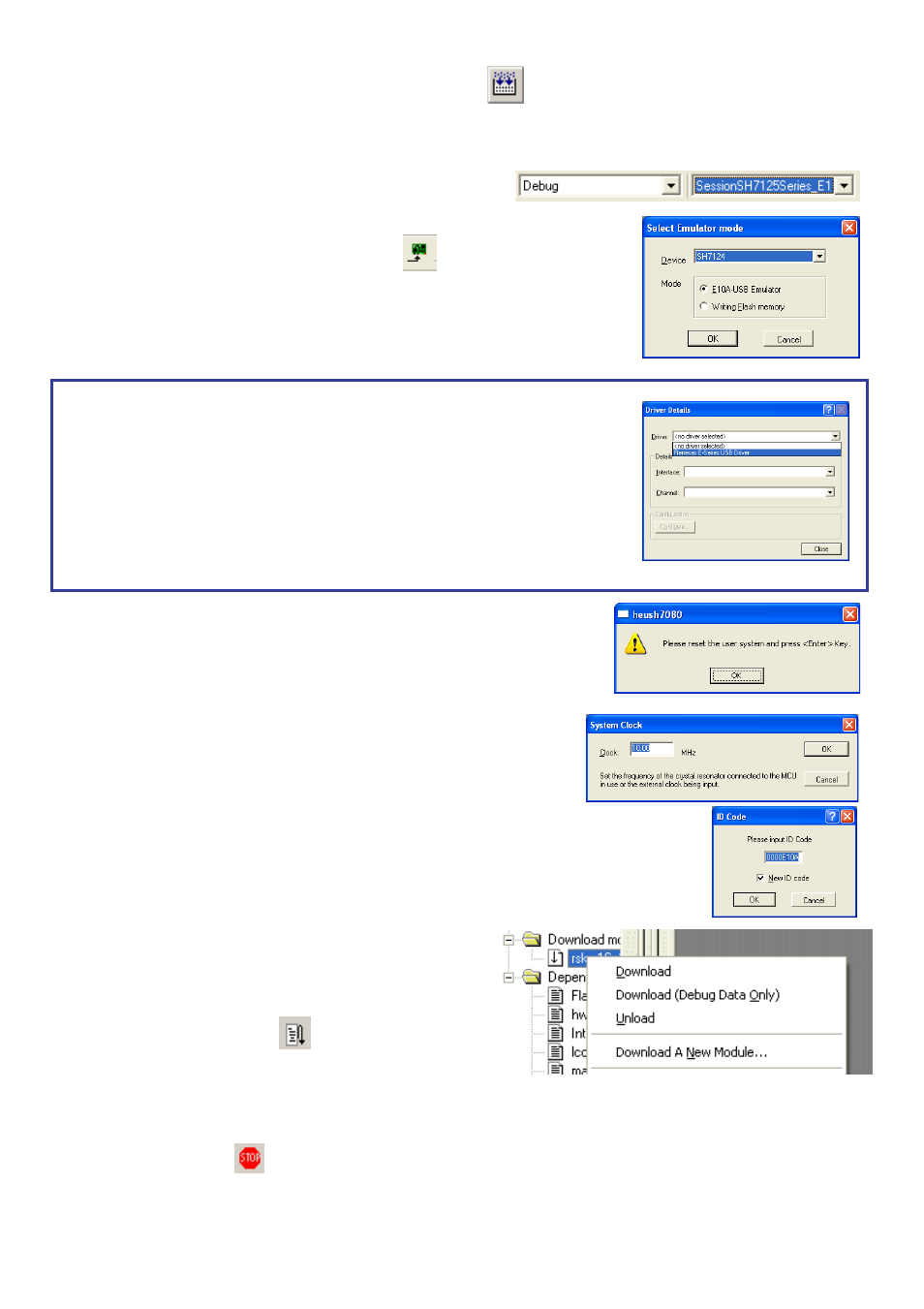 Programming and debug | Renesas SH7124 User Manual | Page 5 / 6