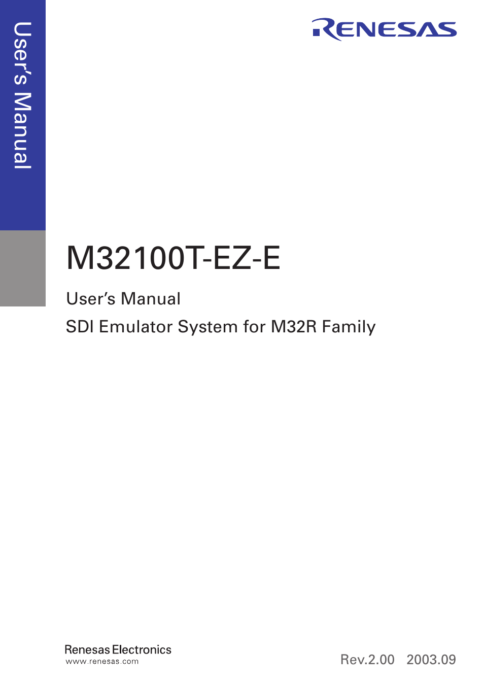 Renesas SDI Emulator System M32100T-EZ-E User Manual | Page 3 / 44