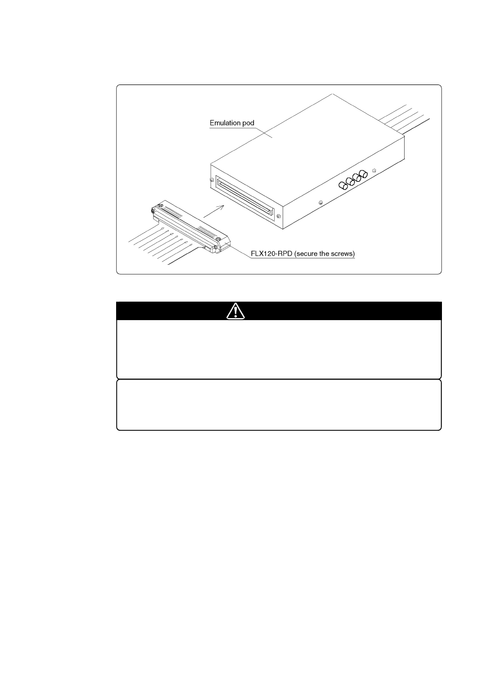 2) connecting the cable to the emulation pod, Caution | Renesas Emulation Pod M37760T-RPD-E User Manual | Page 32 / 66