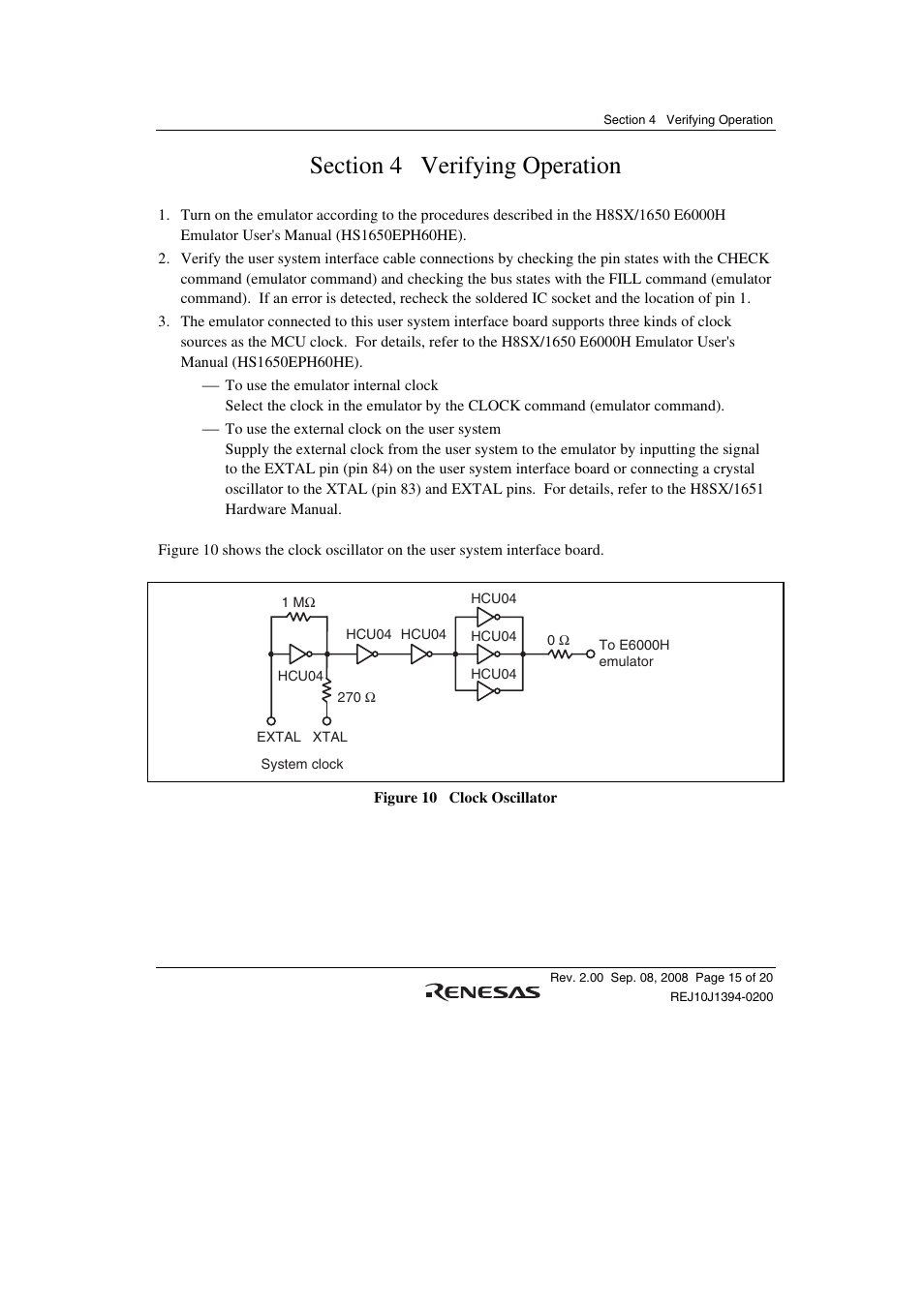 Section 4 verifying operation | Renesas H8SX/1651 User Manual | Page 29 / 38