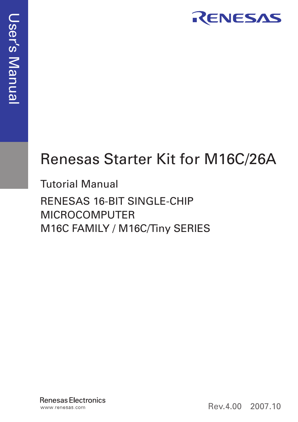 Renesas starter kit for m16c/26a | Renesas M16C/26A User Manual | Page 3 / 23