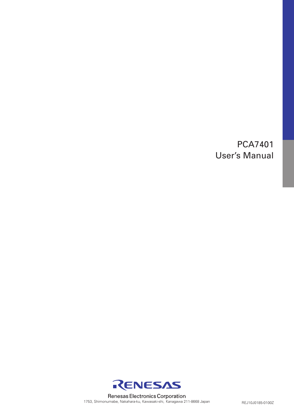 Pca7401, User’s manual | Renesas PCA7401 User Manual | Page 20 / 20