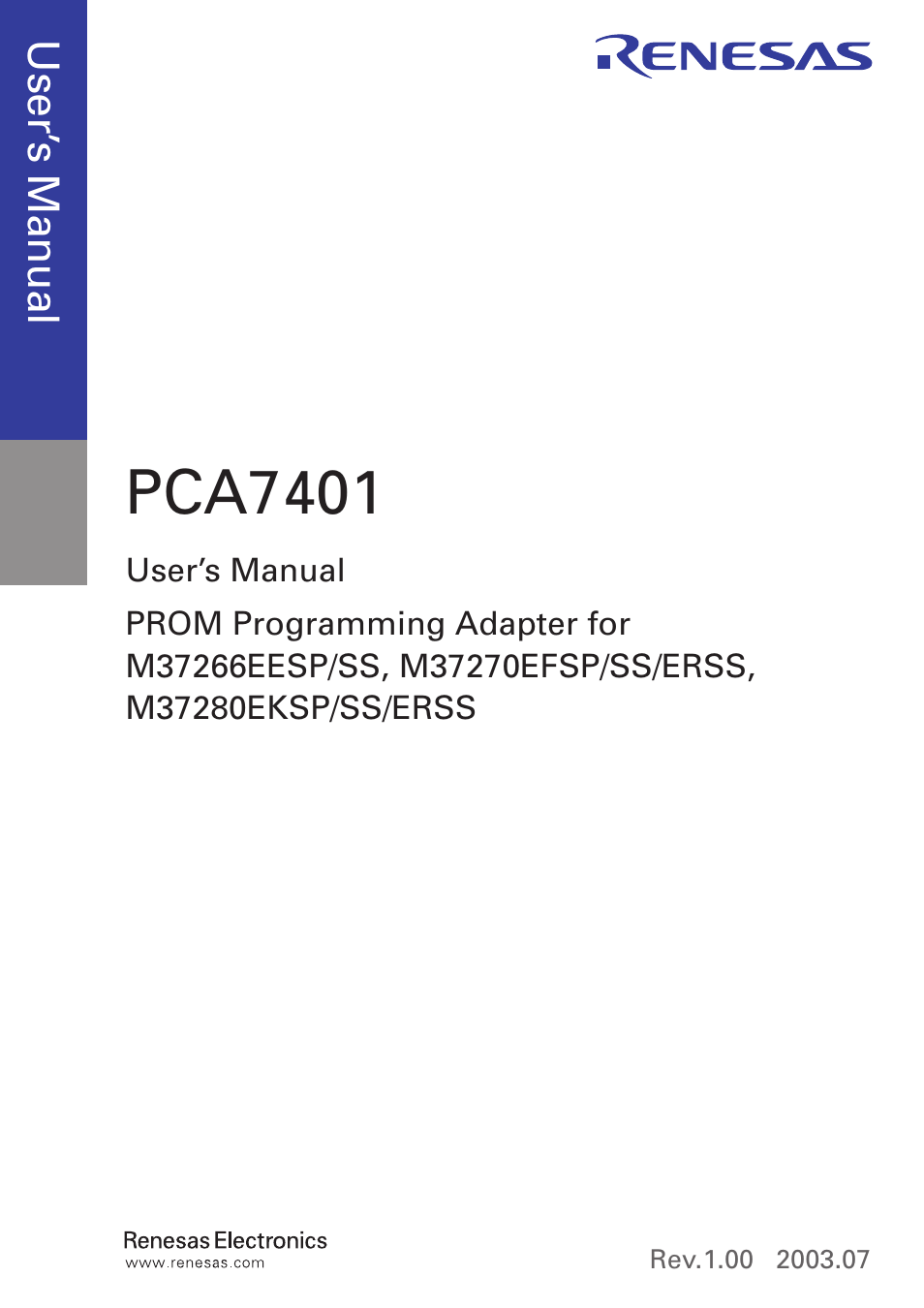 Pca7401 | Renesas PCA7401 User Manual | Page 3 / 20