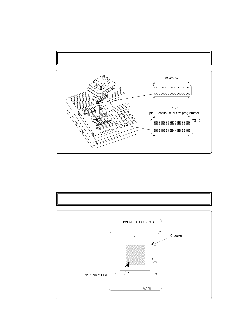 2 attaching the adapter to a prom programmer, 3 inserting an mcu into the programming adapter | Renesas PROM Programming Adapters PCA7438H-64A User Manual | Page 11 / 18