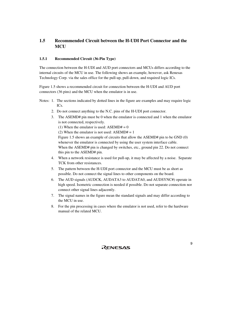 1 recommended circuit (36-pin type) | Renesas SuperH HS0720KCU01HE User Manual | Page 15 / 54