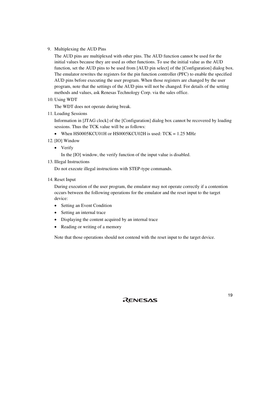 Renesas SuperH HS0720KCU01HE User Manual | Page 25 / 54