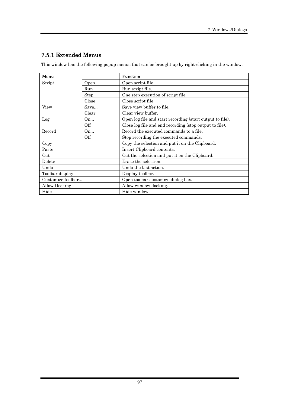 1 extended menus | Renesas Emulator Debugger M16C PC4701 User Manual | Page 111 / 296