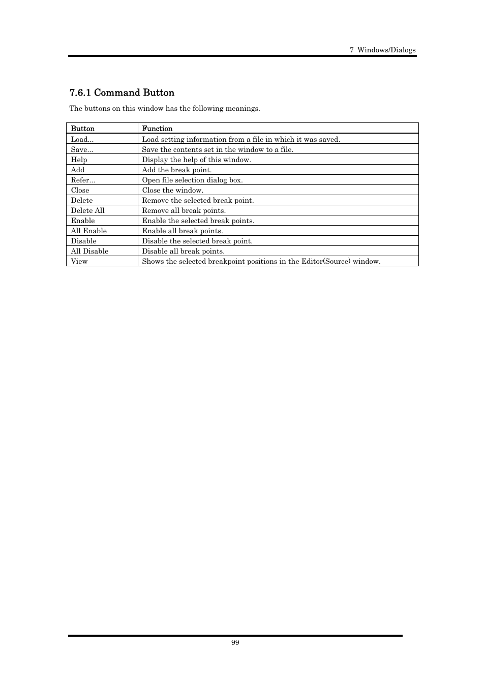 1 command button | Renesas Emulator Debugger M16C PC4701 User Manual | Page 113 / 296