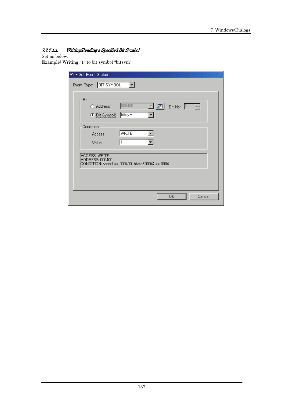 Writing/reading a specified bit symbol | Renesas Emulator Debugger M16C PC4701 User Manual | Page 151 / 296