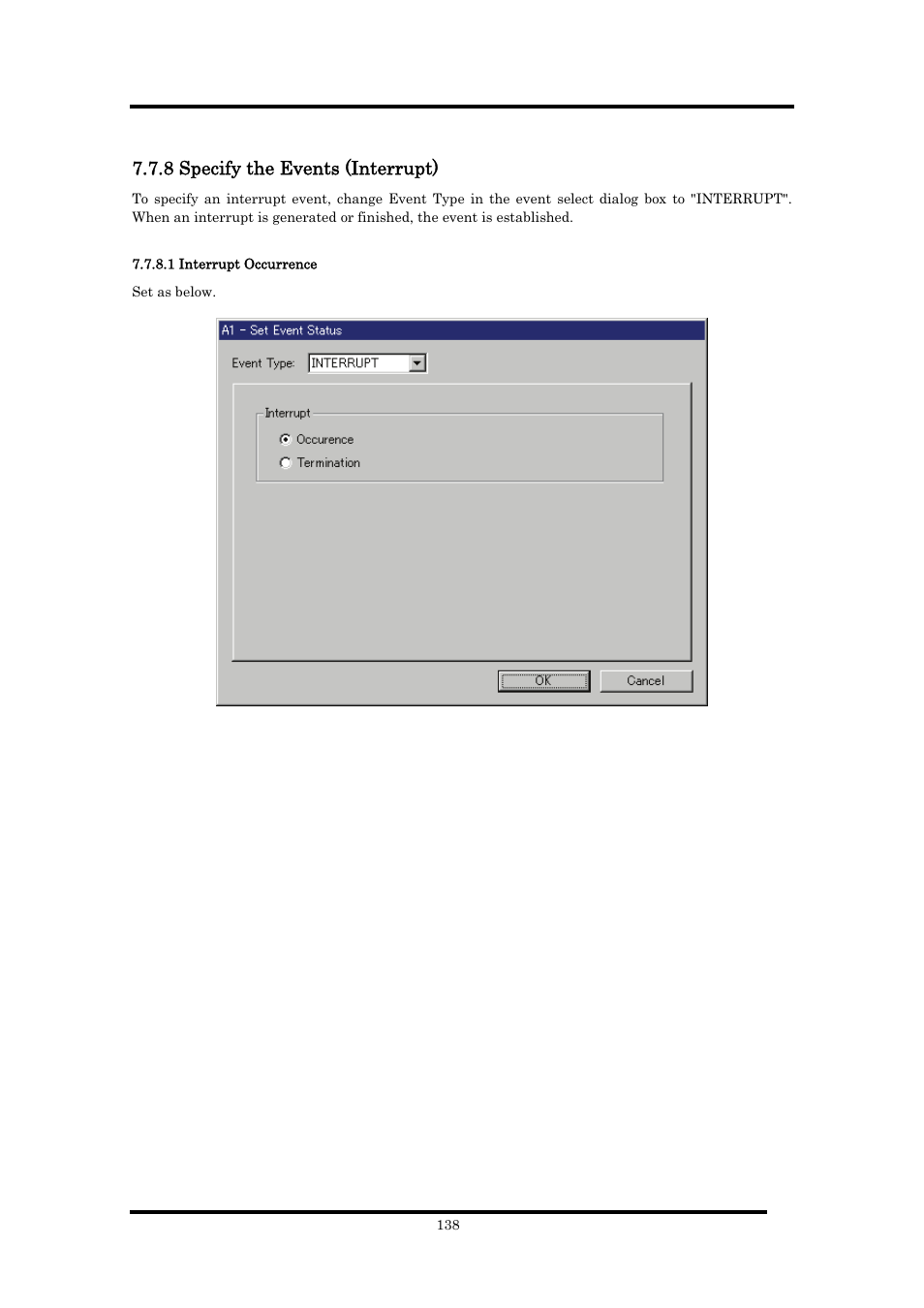 8 specify the events (interrupt), 1 interrupt occurrence | Renesas Emulator Debugger M16C PC4701 User Manual | Page 152 / 296