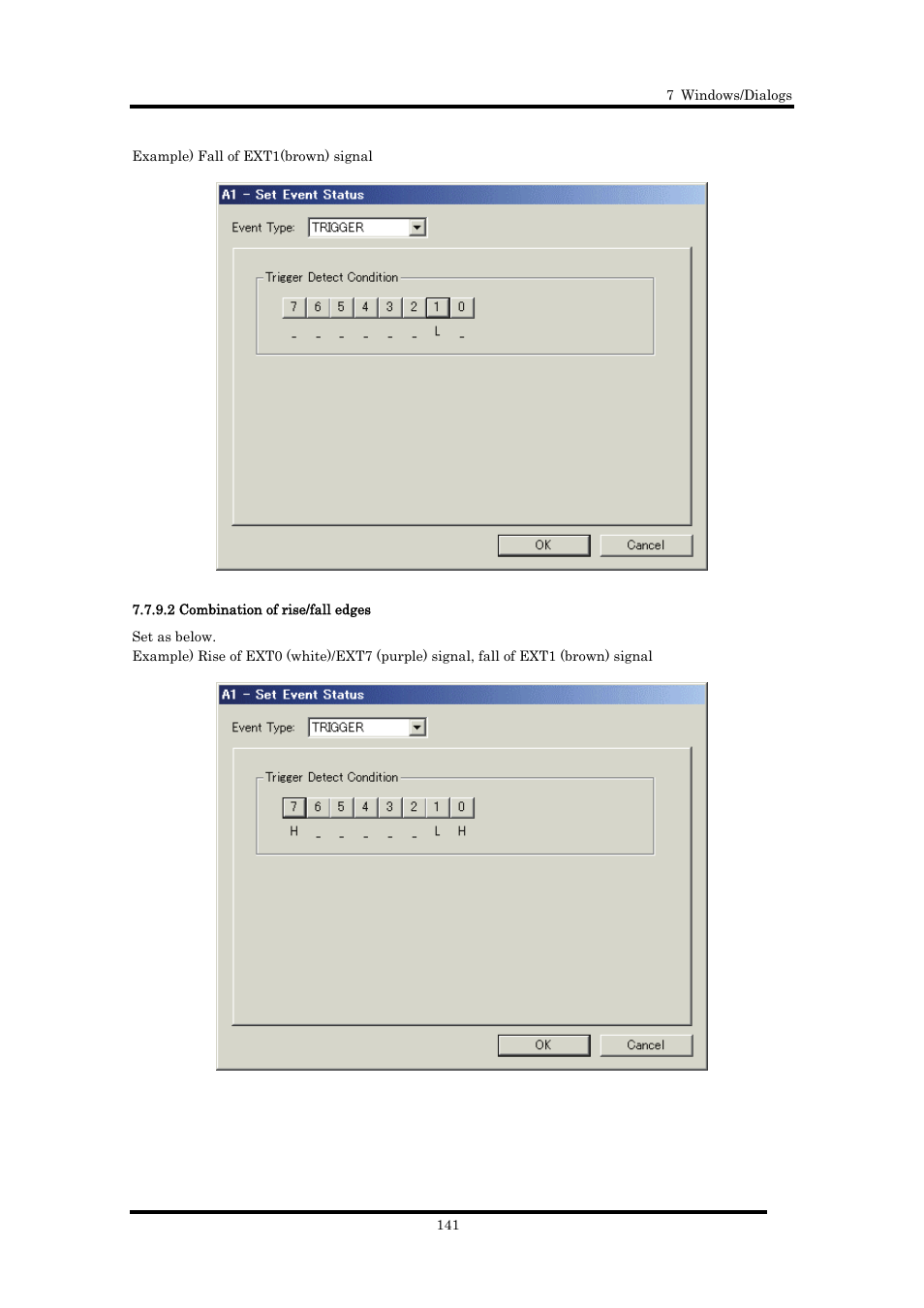 2 combination of rise/fall edges | Renesas Emulator Debugger M16C PC4701 User Manual | Page 155 / 296