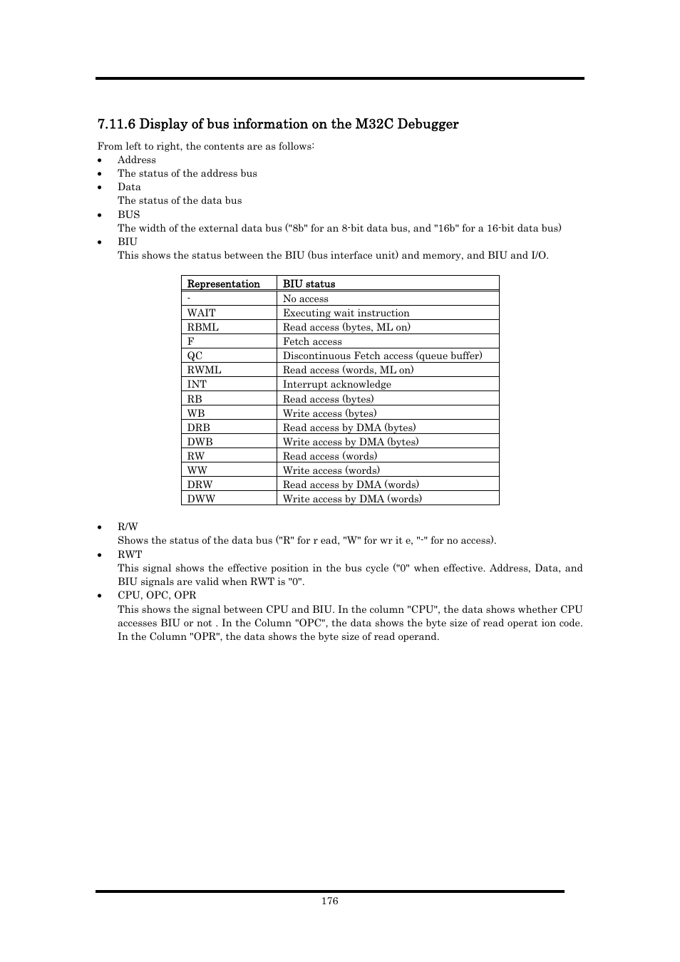 6 display of bus information on the m32c debugger | Renesas Emulator Debugger M16C PC4701 User Manual | Page 190 / 296