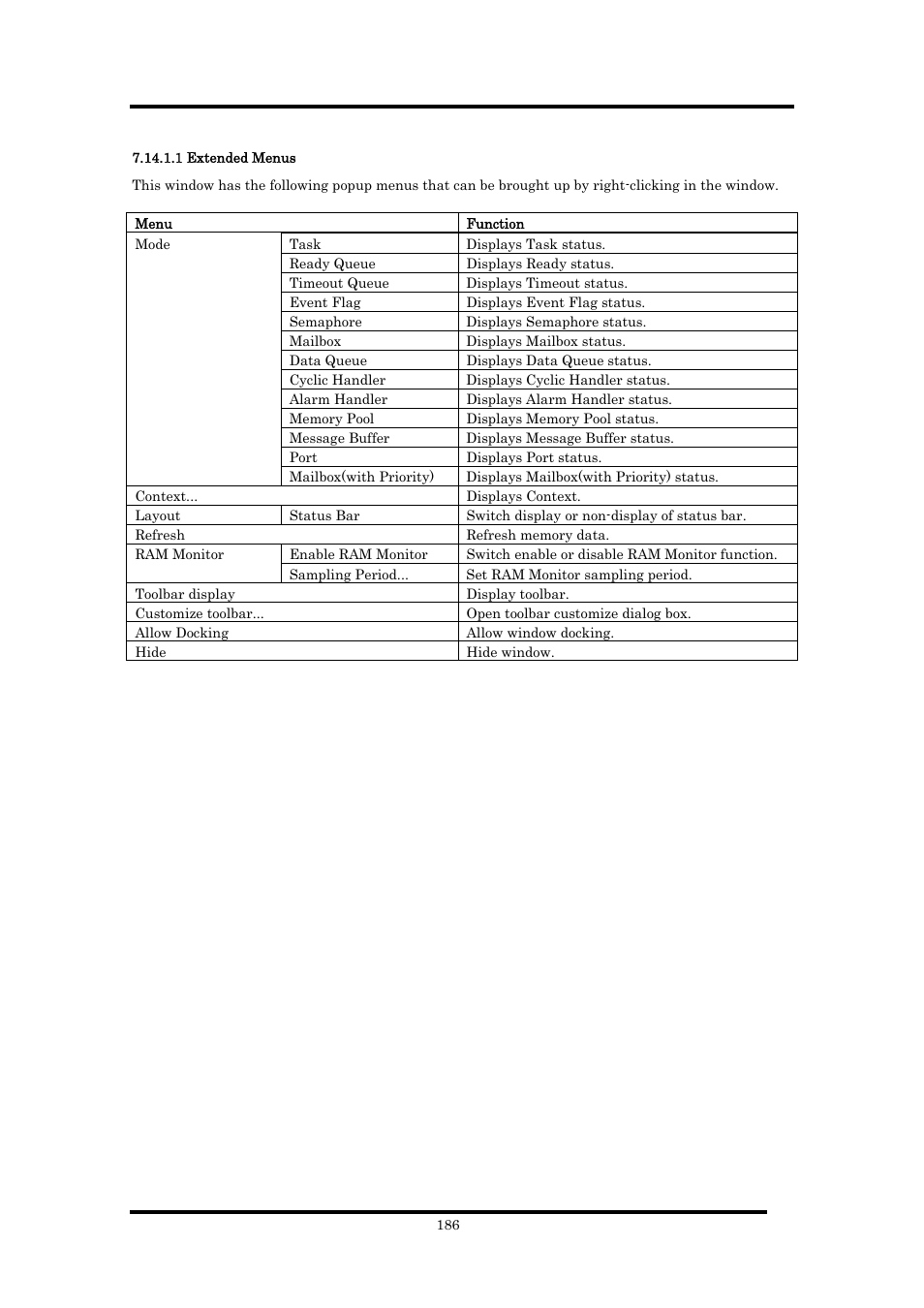 1 extended menus | Renesas Emulator Debugger M16C PC4701 User Manual | Page 200 / 296