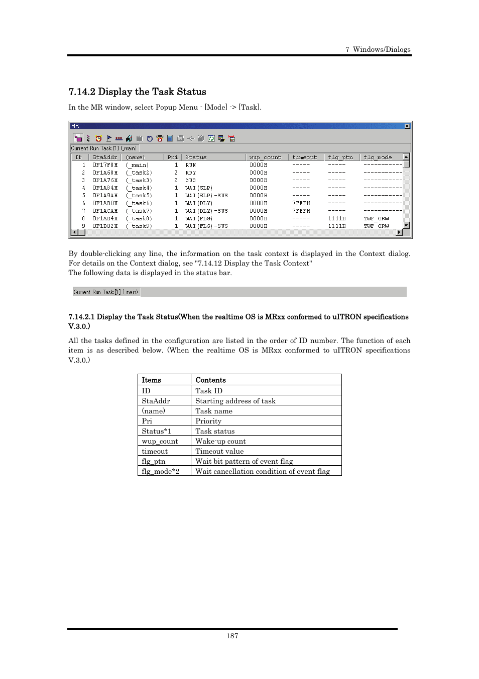 2 display the task status | Renesas Emulator Debugger M16C PC4701 User Manual | Page 201 / 296