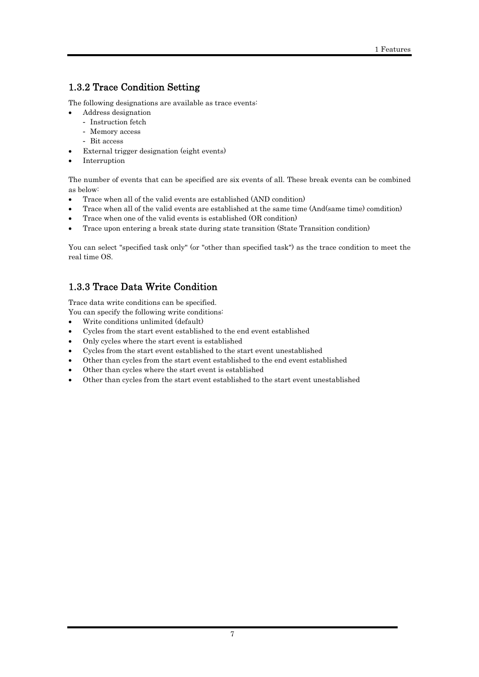 2 trace condition setting, 3 trace data write condition | Renesas Emulator Debugger M16C PC4701 User Manual | Page 21 / 296