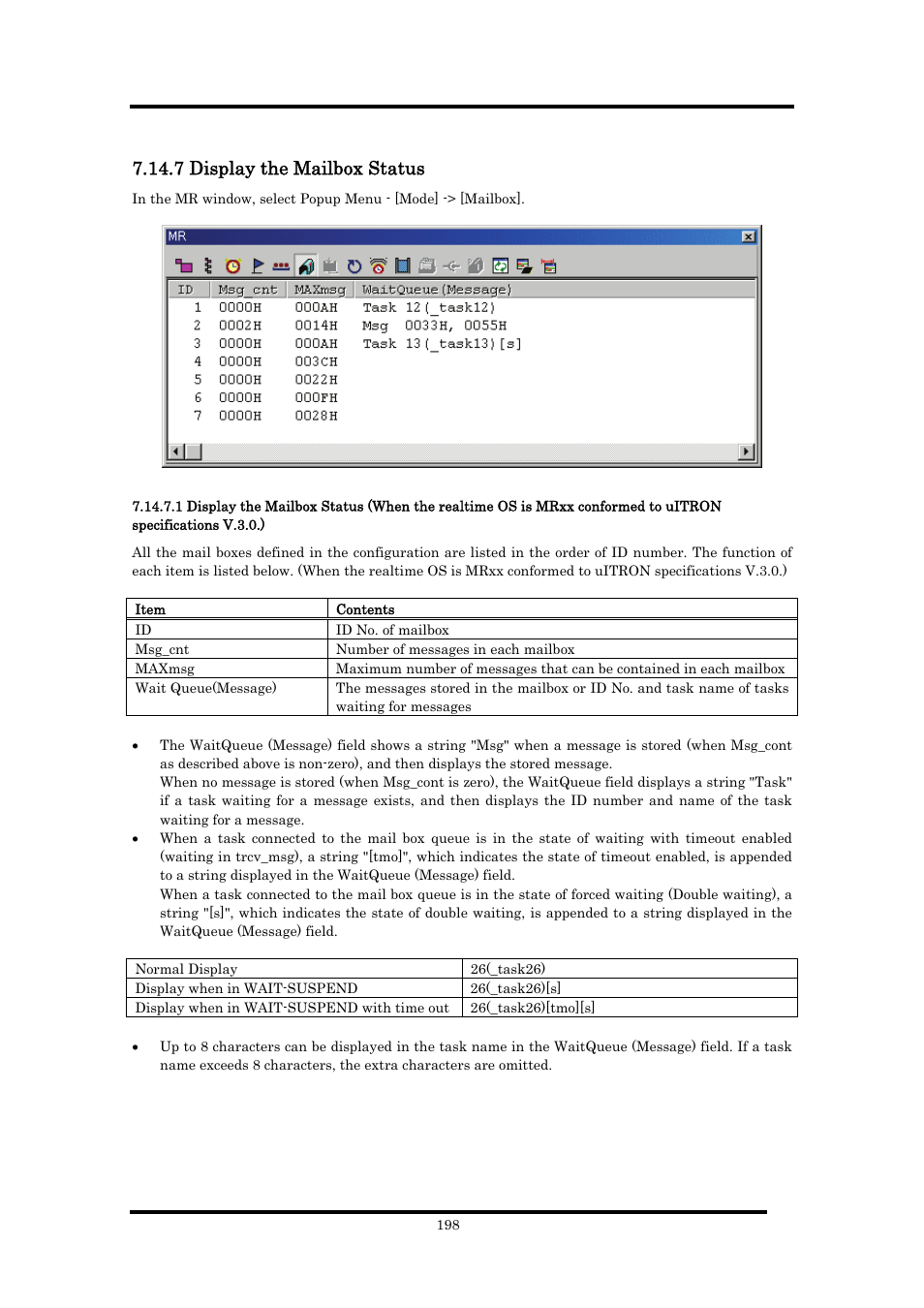 7 display the mailbox status | Renesas Emulator Debugger M16C PC4701 User Manual | Page 212 / 296