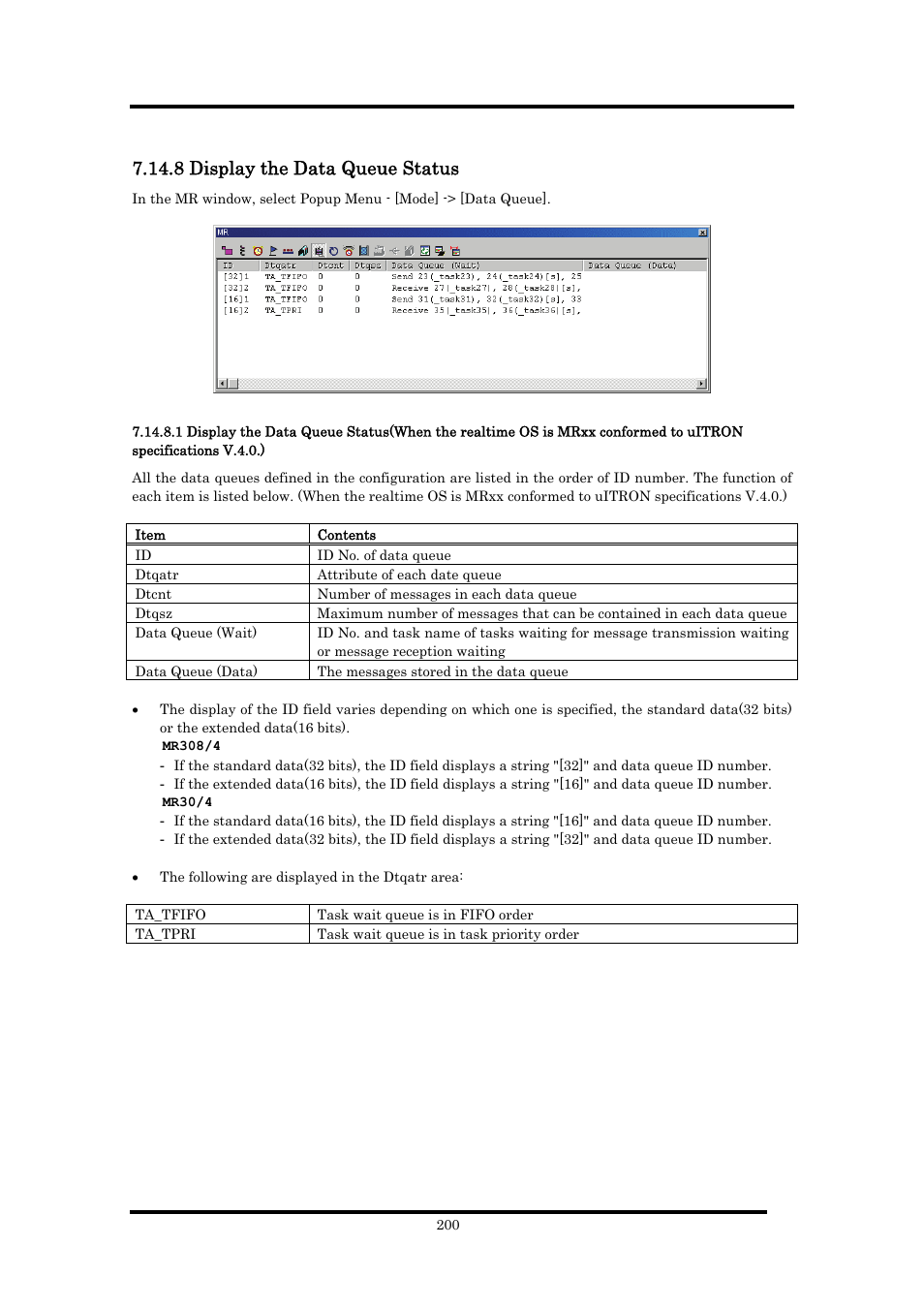 8 display the data queue status | Renesas Emulator Debugger M16C PC4701 User Manual | Page 214 / 296