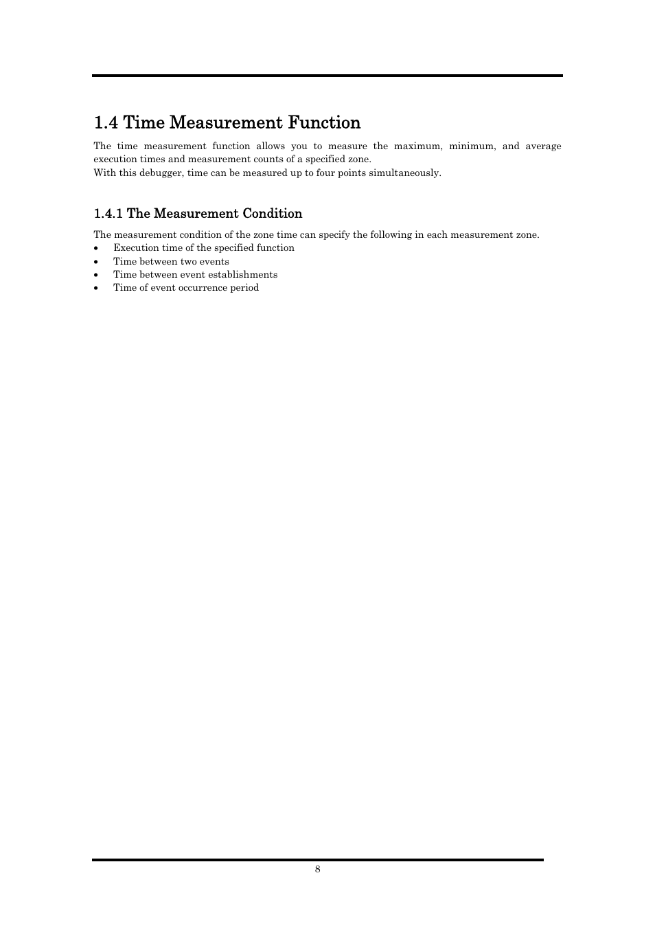 4 time measurement function, 1 the measurement condition | Renesas Emulator Debugger M16C PC4701 User Manual | Page 22 / 296