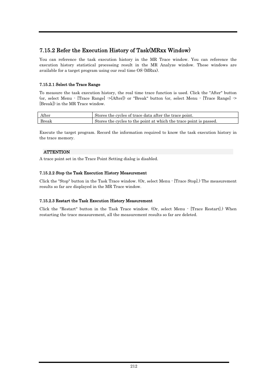 2 refer the execution history of task(mrxx window), 1 select the trace range, 2 stop the task execution history measurement | 3 restart the task execution history measurement | Renesas Emulator Debugger M16C PC4701 User Manual | Page 226 / 296