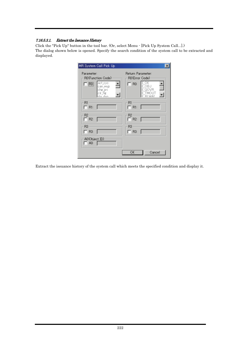 Extract the issuance history | Renesas Emulator Debugger M16C PC4701 User Manual | Page 236 / 296