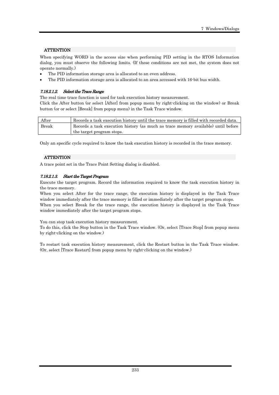 Select the trace range, Start the target program | Renesas Emulator Debugger M16C PC4701 User Manual | Page 247 / 296