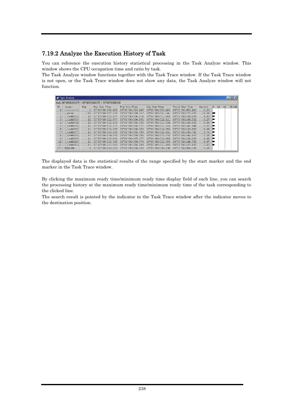 2 analyze the execution history of task | Renesas Emulator Debugger M16C PC4701 User Manual | Page 252 / 296