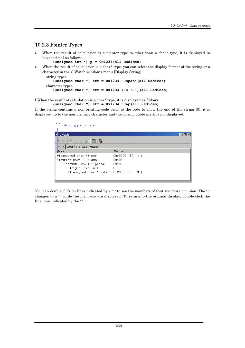 3 pointer types | Renesas Emulator Debugger M16C PC4701 User Manual | Page 273 / 296