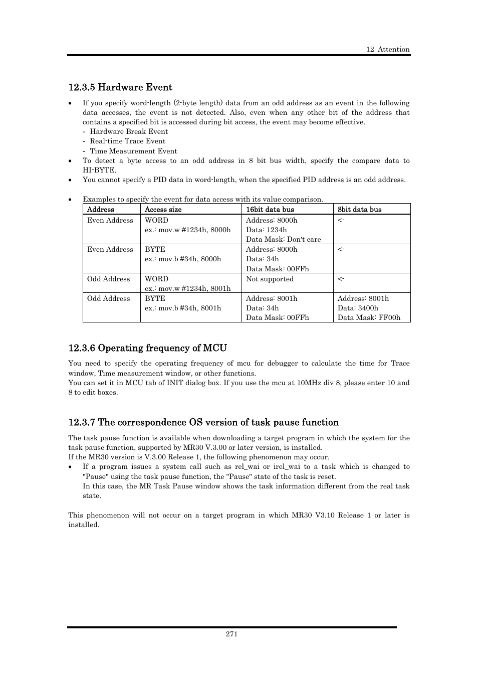 5 hardware event, 6 operating frequency of mcu | Renesas Emulator Debugger M16C PC4701 User Manual | Page 285 / 296
