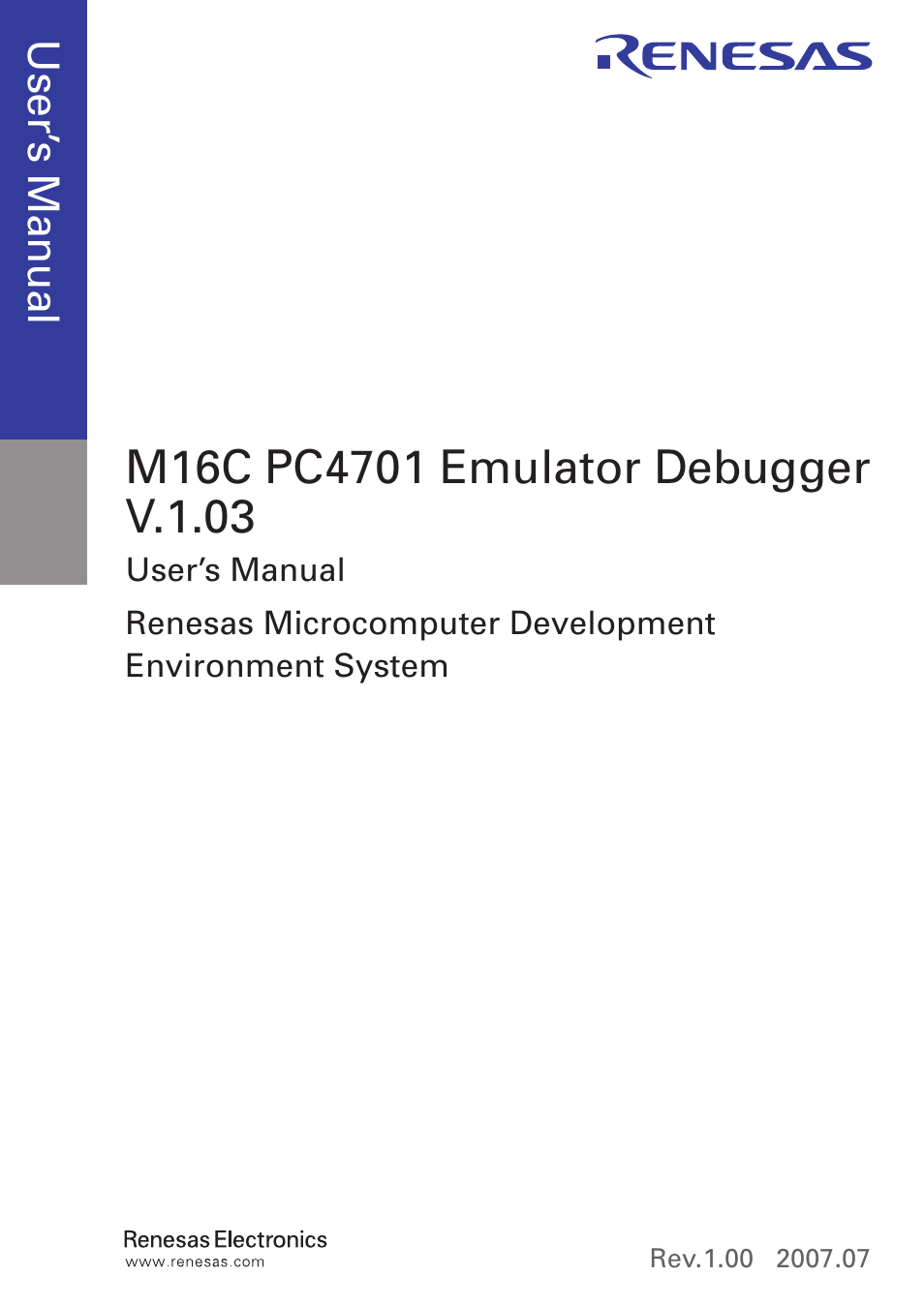 Renesas Emulator Debugger M16C PC4701 User Manual | Page 3 / 296