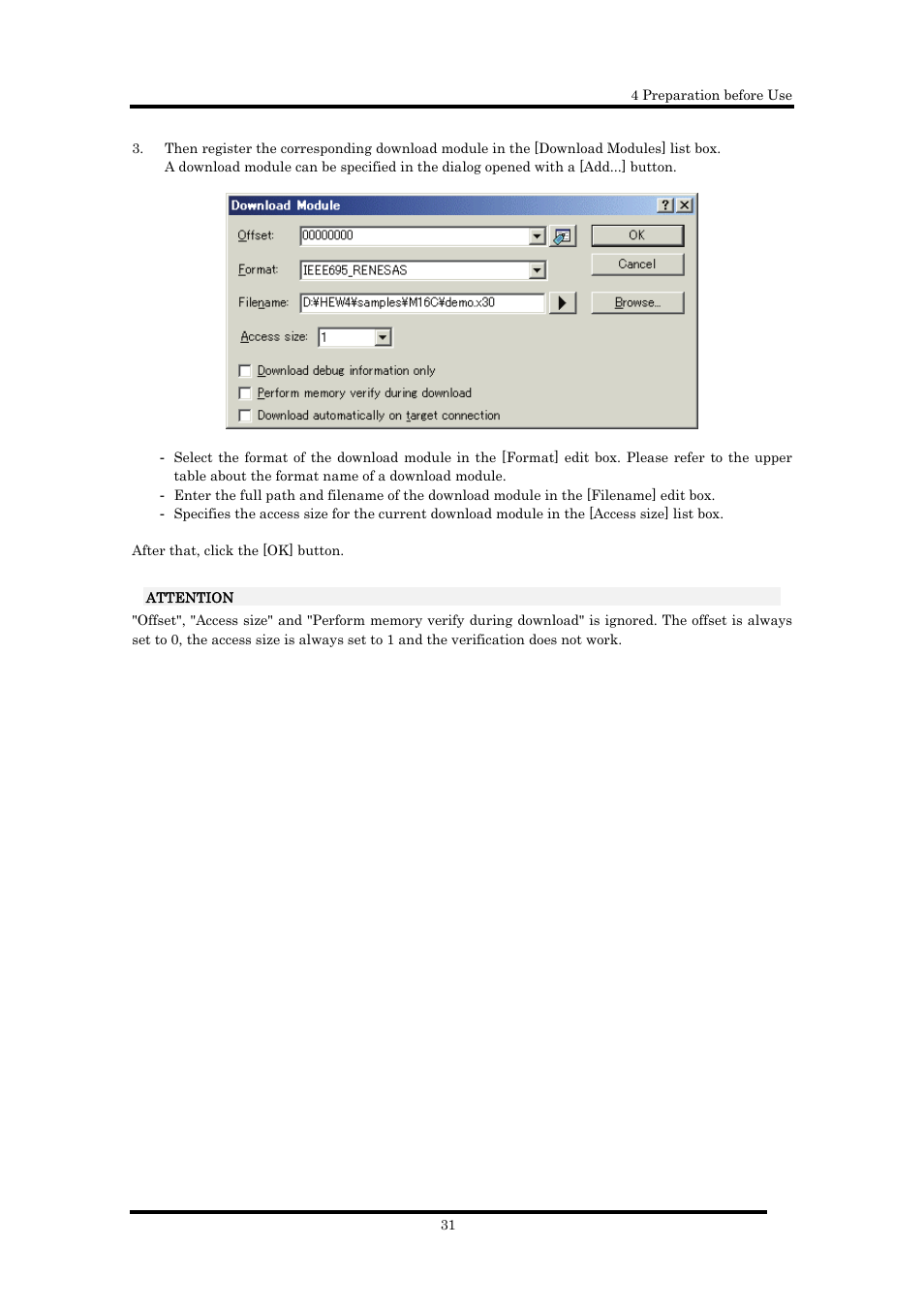 Renesas Emulator Debugger M16C PC4701 User Manual | Page 45 / 296