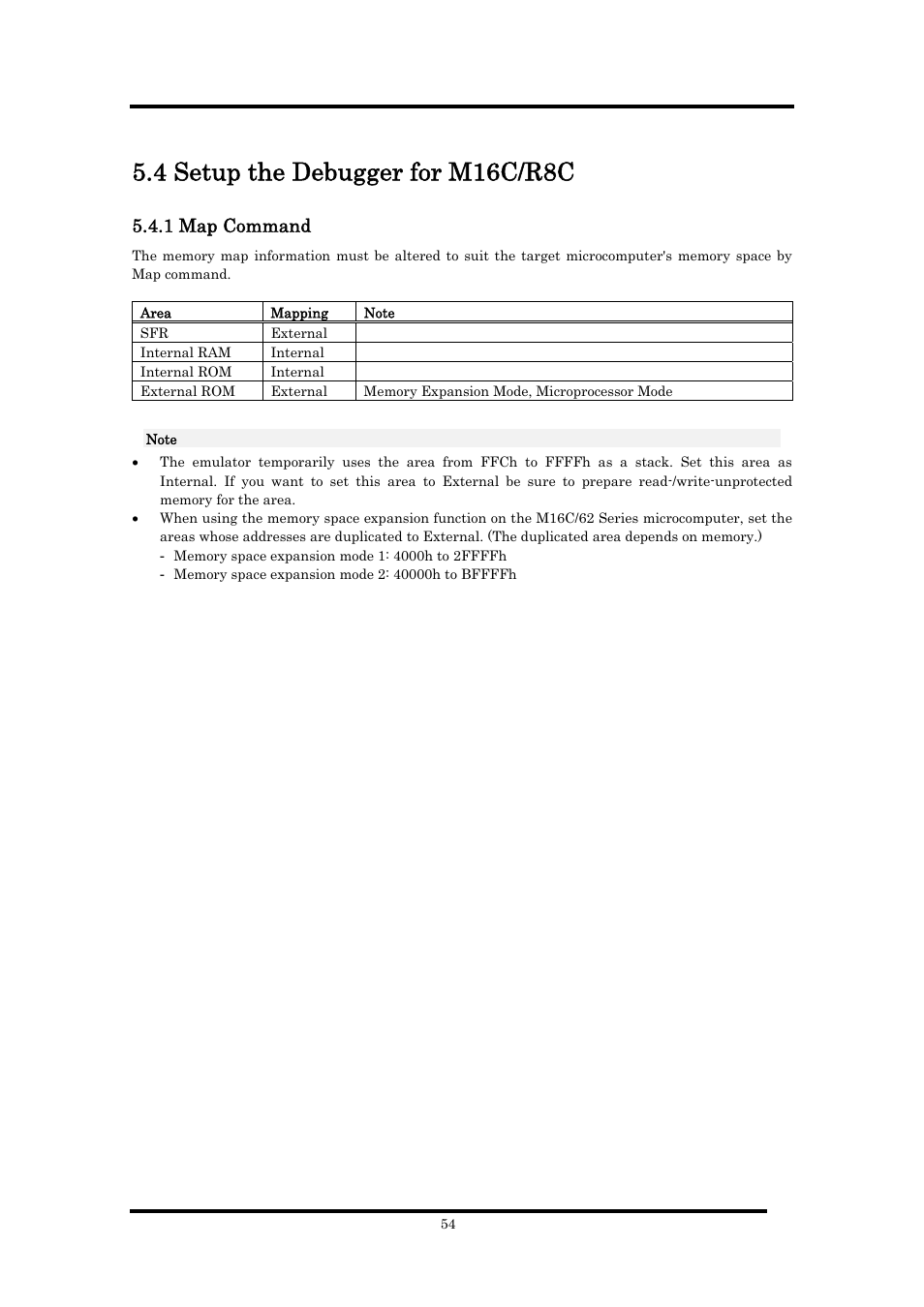 4 setup the debugger for m16c/r8c, 1 map command | Renesas Emulator Debugger M16C PC4701 User Manual | Page 68 / 296