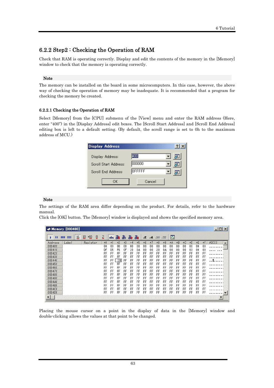 2 step2 : checking the operation of ram, 1 checking the operation of ram | Renesas Emulator Debugger M16C PC4701 User Manual | Page 77 / 296