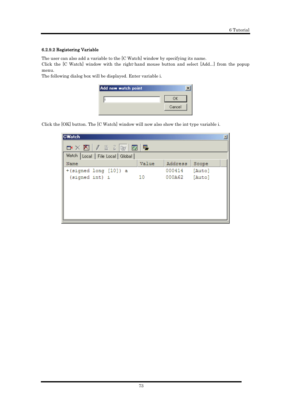 2 registering variable | Renesas Emulator Debugger M16C PC4701 User Manual | Page 87 / 296