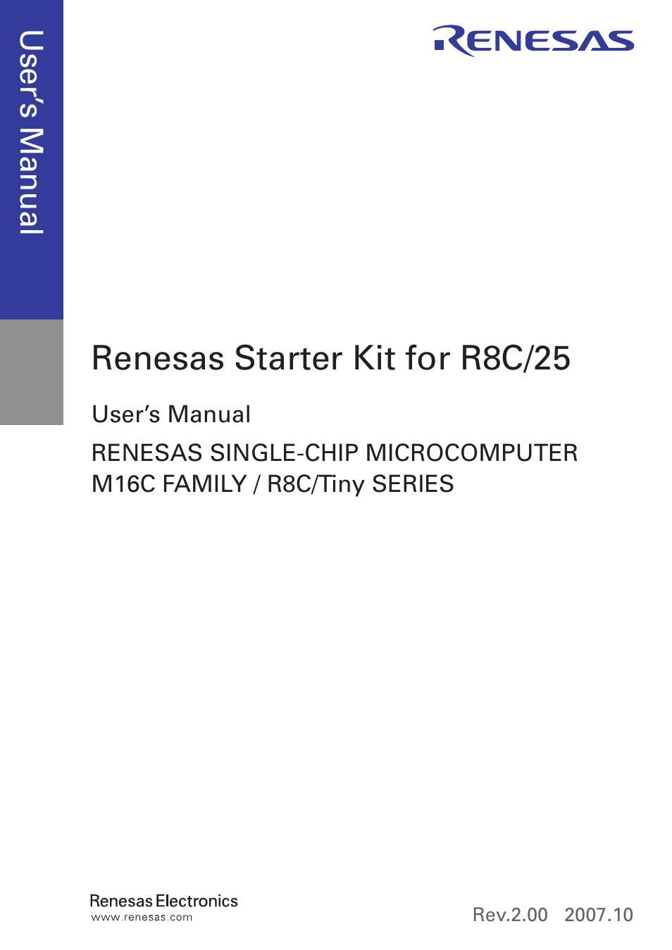 Renesas starter kit for r8c/25 | Renesas R8C/25 User Manual | Page 3 / 27