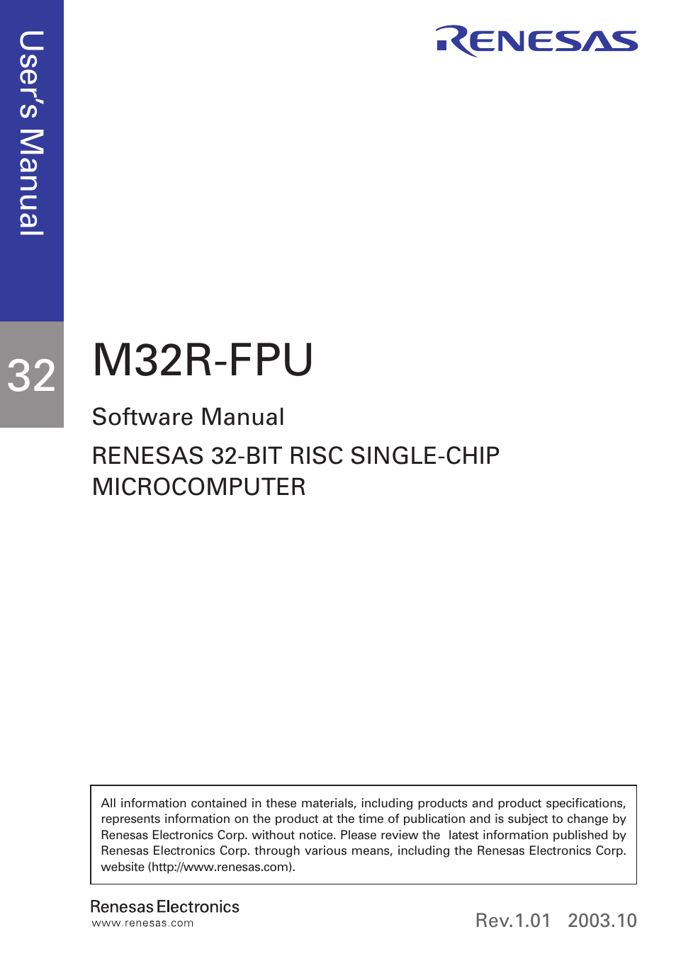 M32r-fpu | Renesas M32R-FPU User Manual | Page 3 / 194