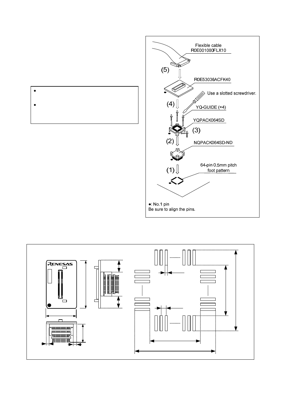 Connection procedure (see figure 3), External dimensions and a sample foot pattern, Connection procedure | Renesas R0E53036ACFK40 User Manual | Page 3 / 4