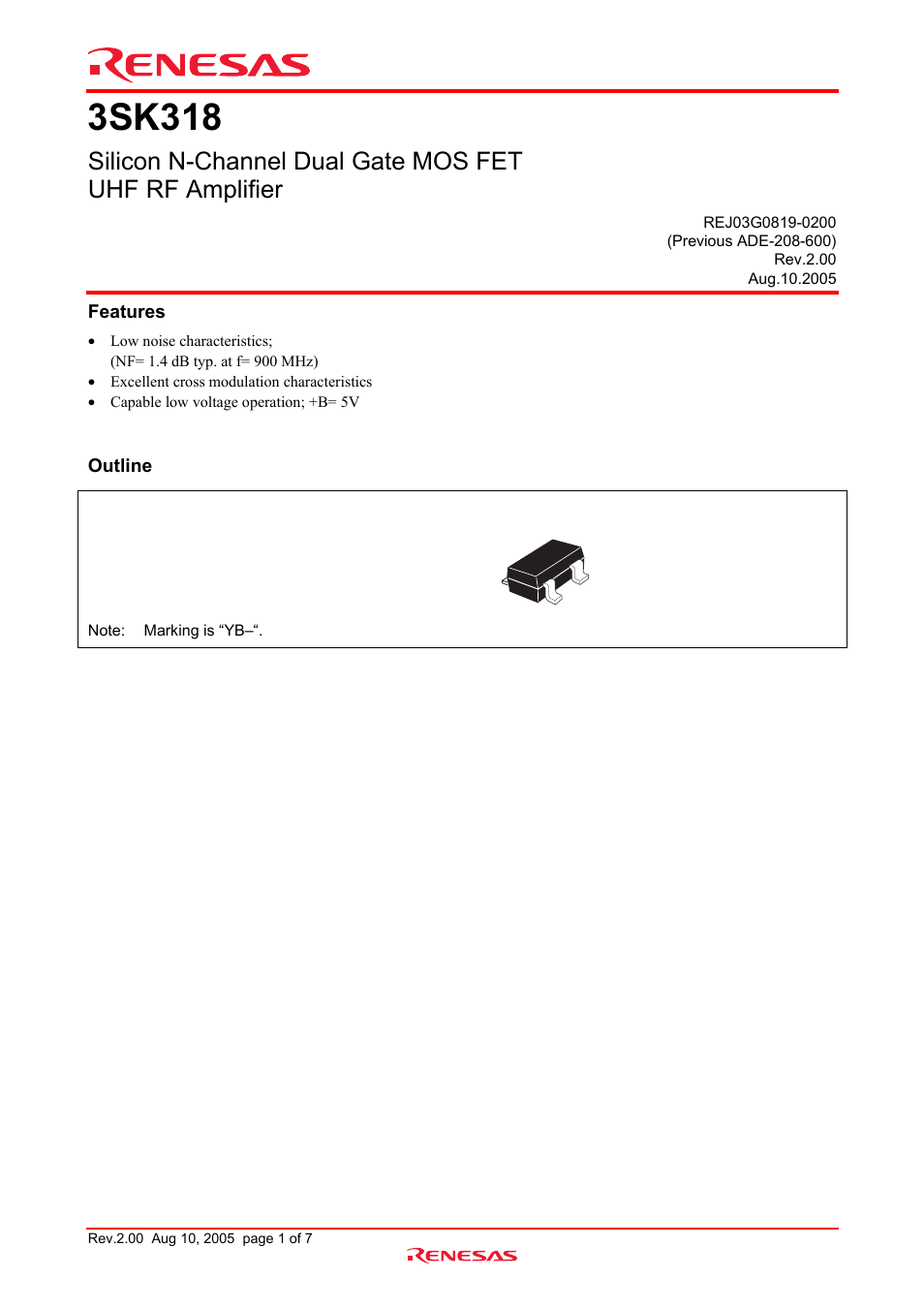 Renesas 3SK318 User Manual | 8 pages