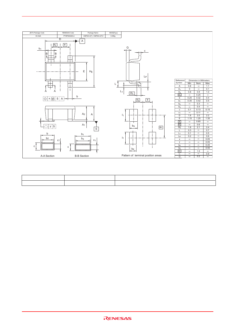 Package dimensions, Ordering information, 3sk318 | Renesas 3SK318 User Manual | Page 7 / 8
