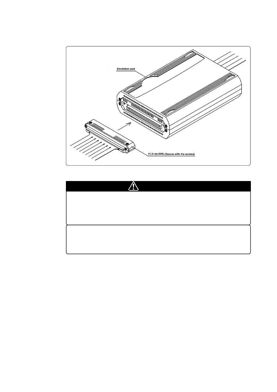 2) connecting the cable to the emulation pod, Caution | Renesas Single-Chip Microcomputer M37900T2-RPD-E User Manual | Page 27 / 52