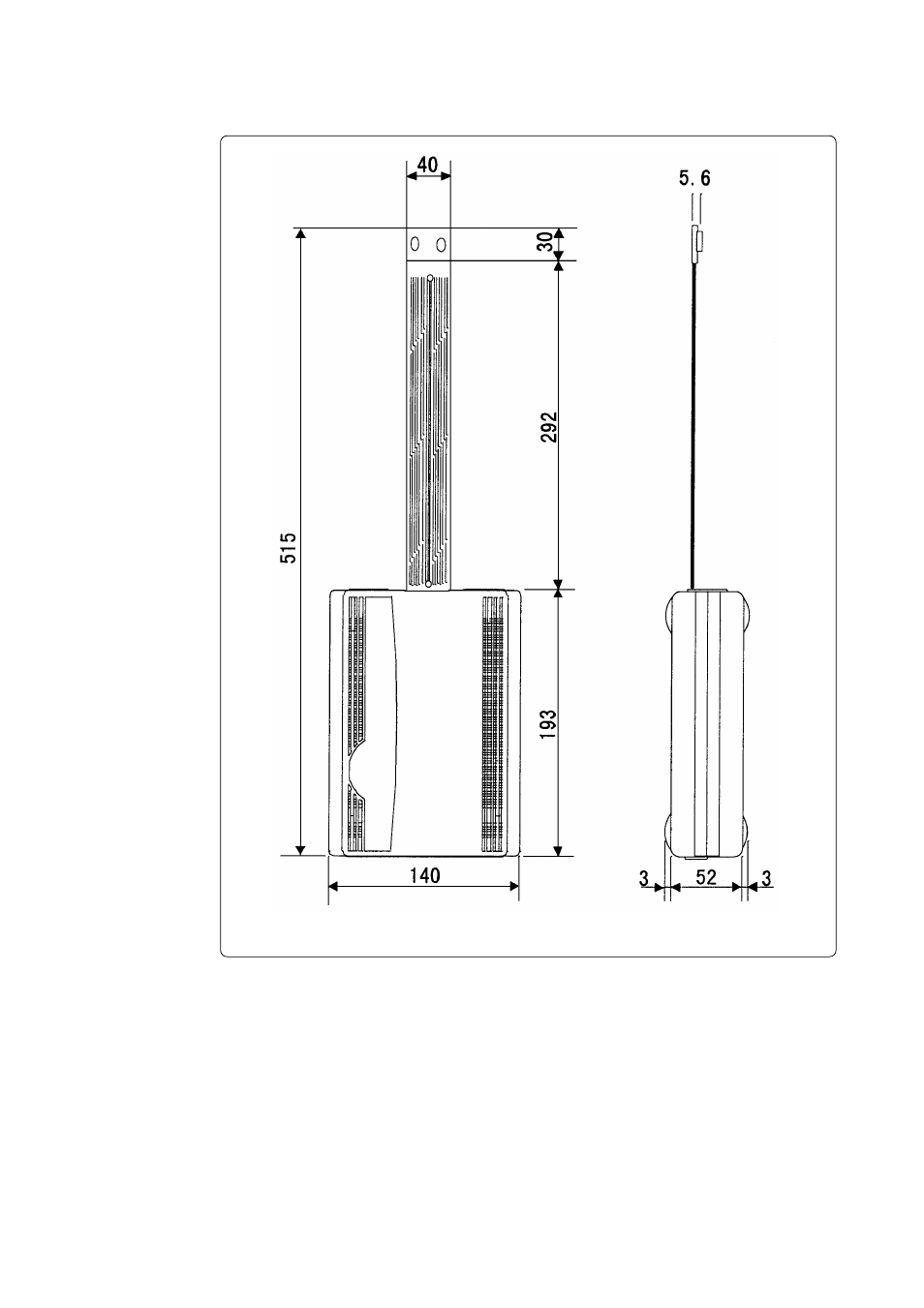 2 external dimensions of emulation pod | Renesas Single-Chip Microcomputer M37900T2-RPD-E User Manual | Page 39 / 52