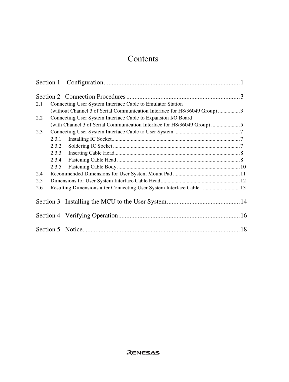 Renesas User System Interface Cable HS36049ECH61H User Manual | Page 14 / 36