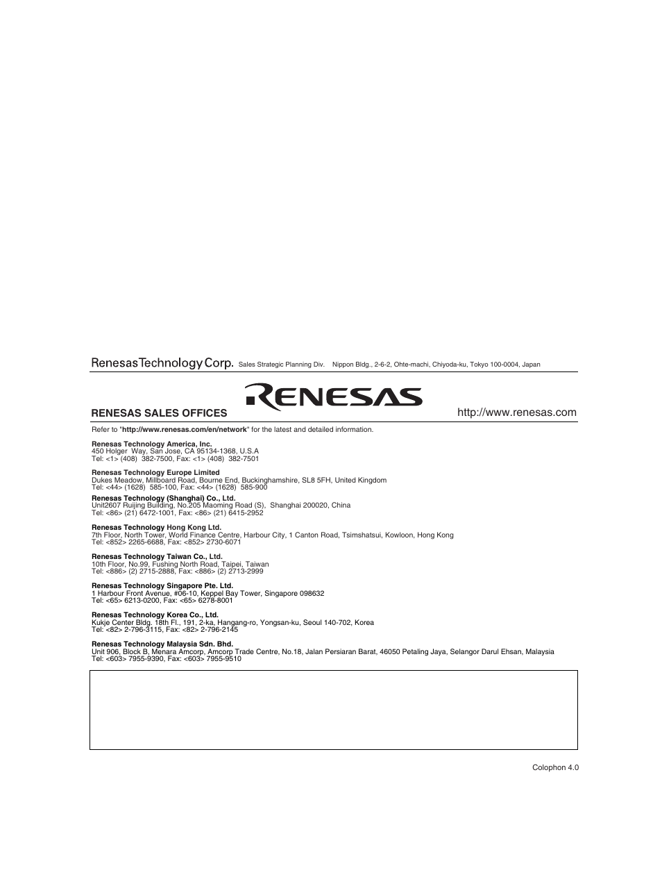 Renesas sales offices | Renesas User System Interface Cable HS36049ECH61H User Manual | Page 35 / 36