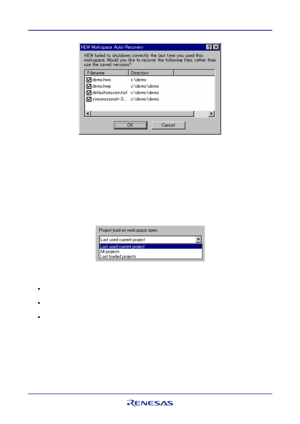 8 setting the projects to load on workspace open | Renesas REJ10J1837-0100 User Manual | Page 144 / 439