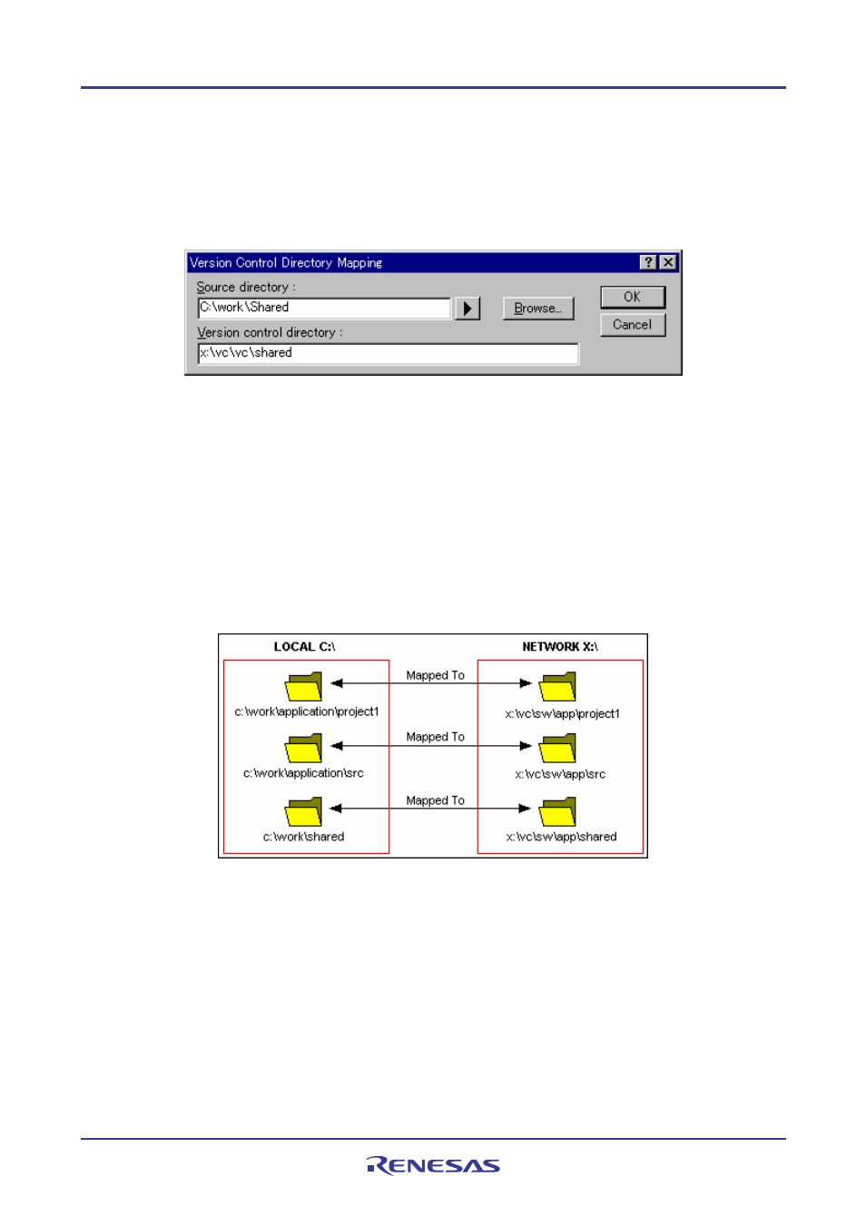 7 specifying file locations example | Renesas REJ10J1837-0100 User Manual | Page 158 / 439