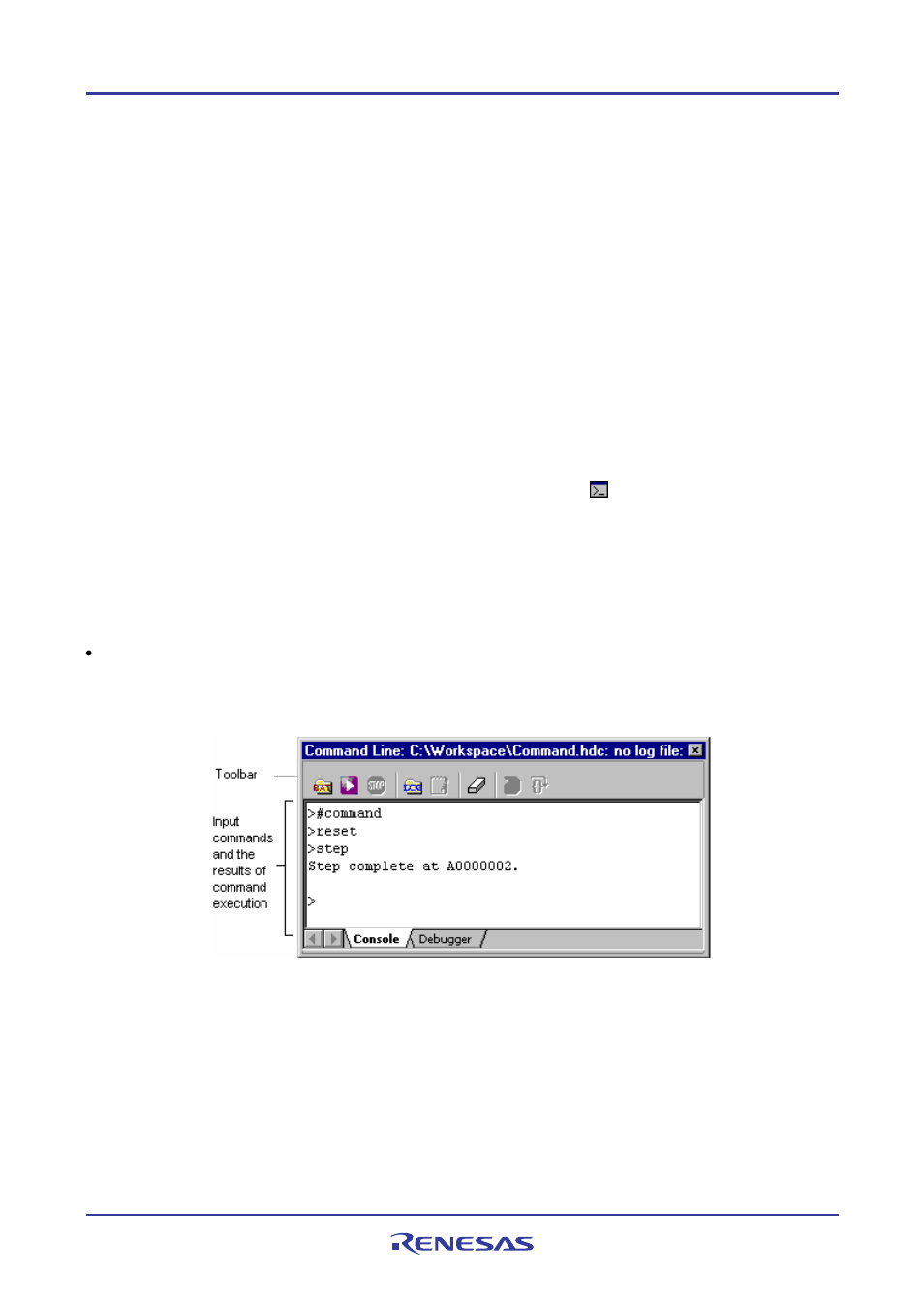 Using the command line, 1 opening the command line window | Renesas REJ10J1837-0100 User Manual | Page 219 / 439