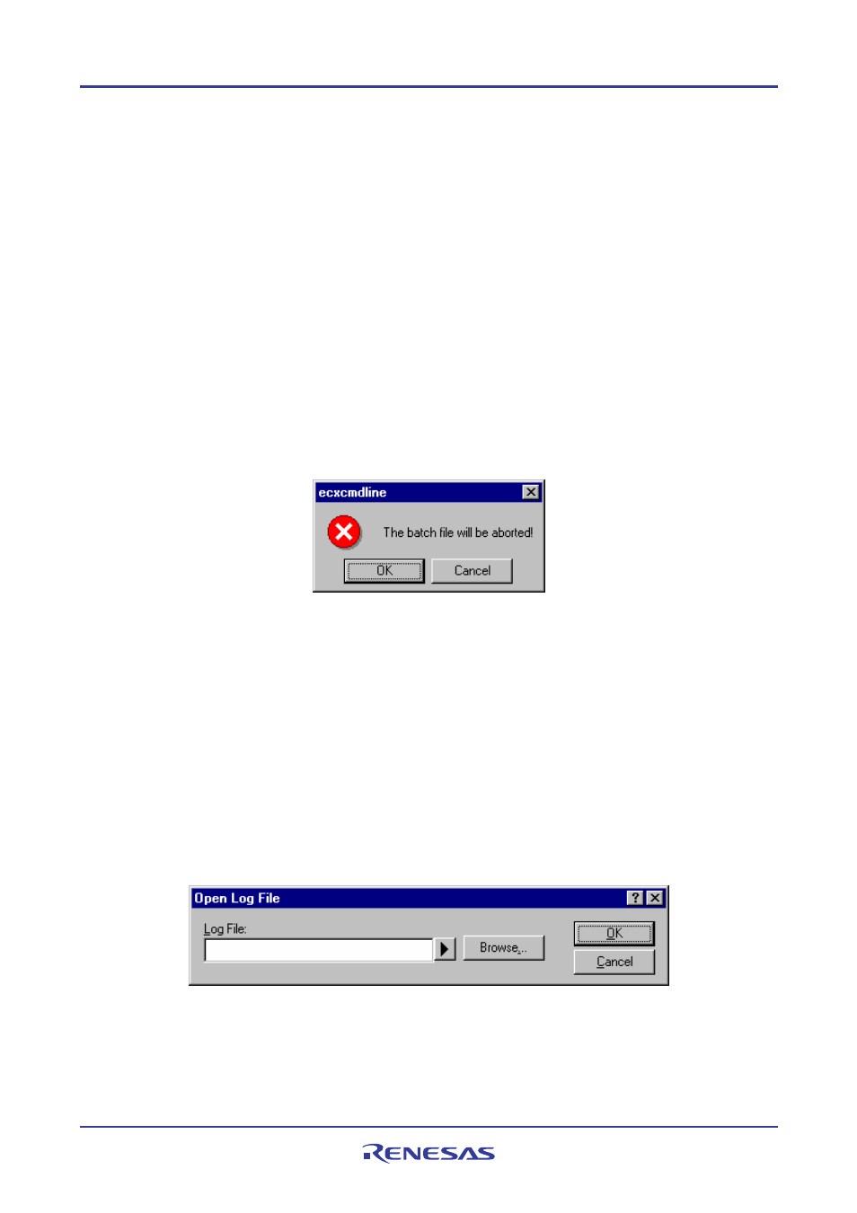 3 executing a batch file, 4 stopping command execution, 5 specifying a log file | Renesas REJ10J1837-0100 User Manual | Page 223 / 439